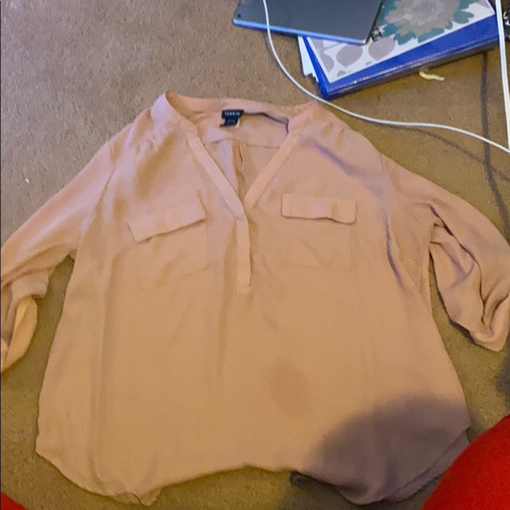 blush pink blouse